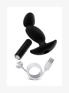 Anal Adventures -  Platinum Prostate Massager 04  Black 6.5-Inch Vibrating Rechargeable Anal Plug $39.99 USD