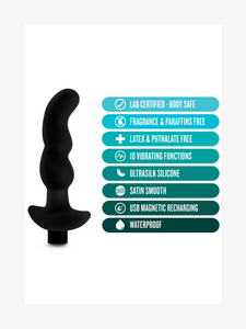 Anal Adventures - Platinum Prostate Massager 03  Black 6-Inch Vibrating Rechargeable Anal Plug